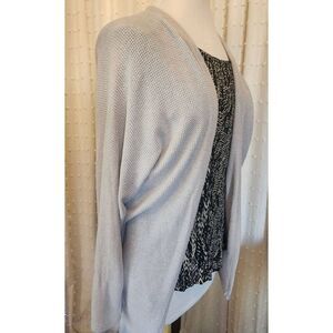 C35 Jolie pale gray open front waffle knit sweater Cardigan